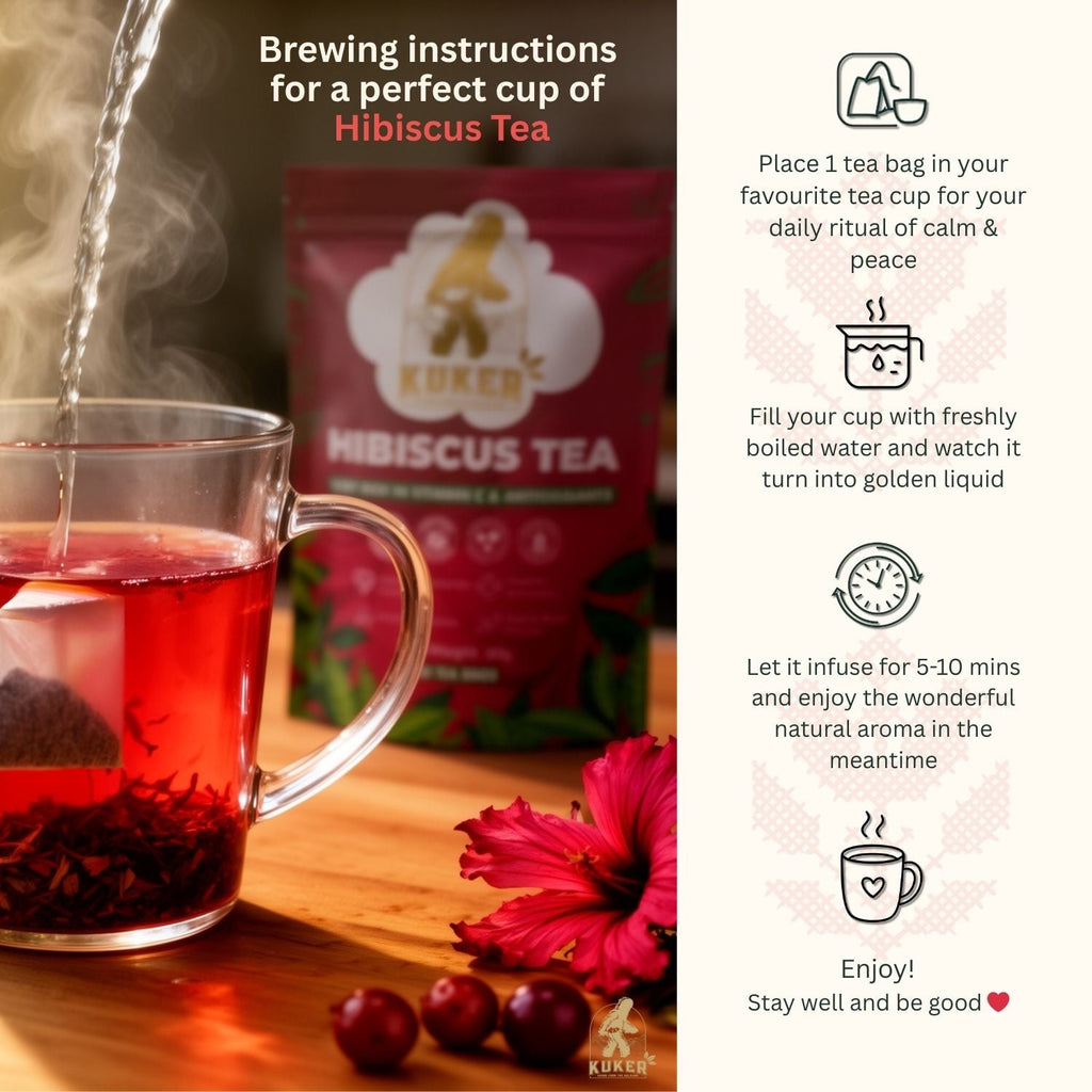 KUKER® Hibiscus Tea Bags – 30 Natural Herbal Tea Bags | Bulgarian Hibiscus Herbal Infusion 40g